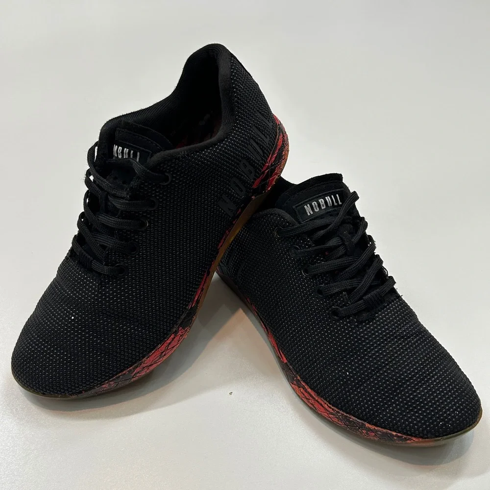 NOBULL Trainer Black Red Lava SuperFabric Training Shoes Mens 8.5 Womens 10
